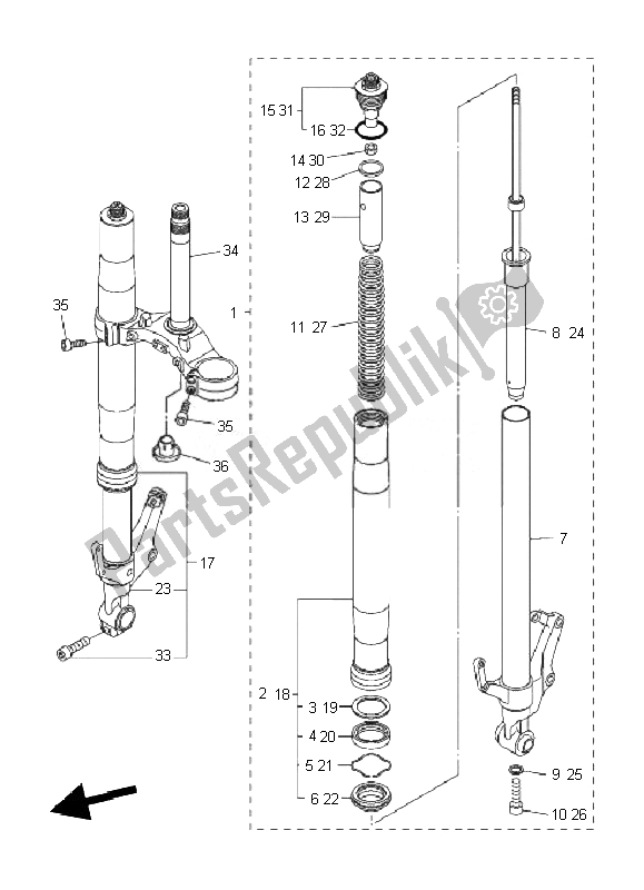 Tutte le parti per il Forcella Anteriore del Yamaha FZ1 SA Fazer 1000 2010