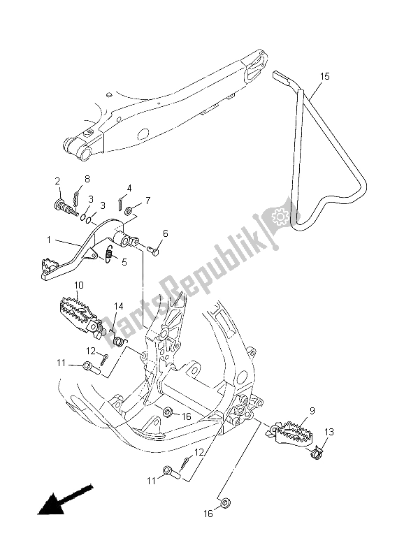 All parts for the Stand & Footrest of the Yamaha YZ 125 2012