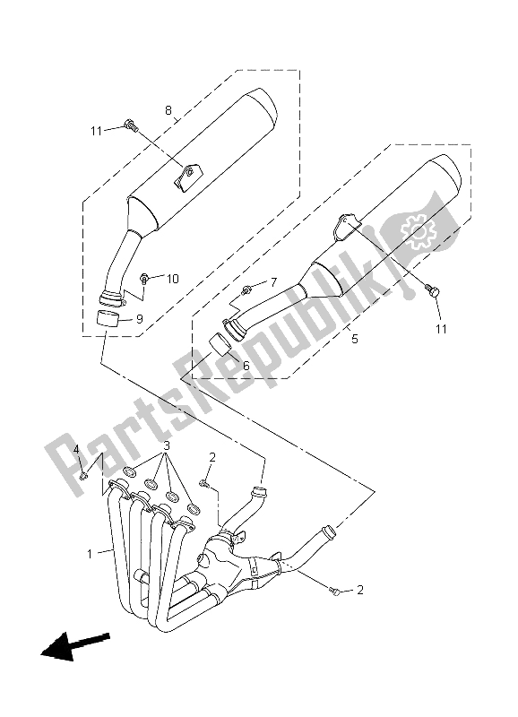 Tutte le parti per il Scarico del Yamaha FJR 1300 2004