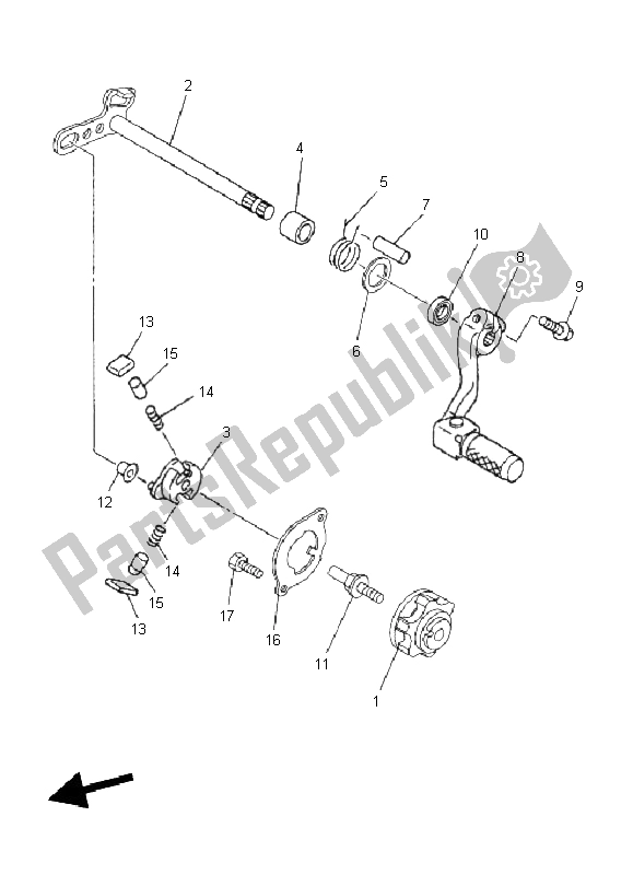 All parts for the Shift Shaft of the Yamaha YZ 450F 2011