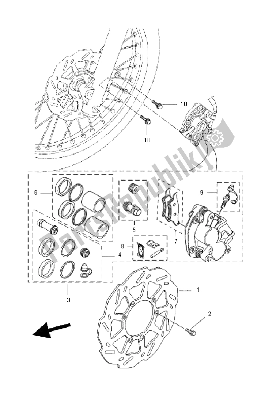 Tutte le parti per il Pinza Freno Anteriore del Yamaha WR 125R 2011