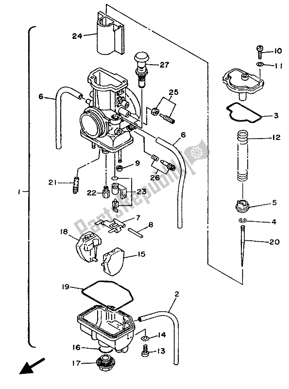 All parts for the Carburetor of the Yamaha YZF 250 LC 1994