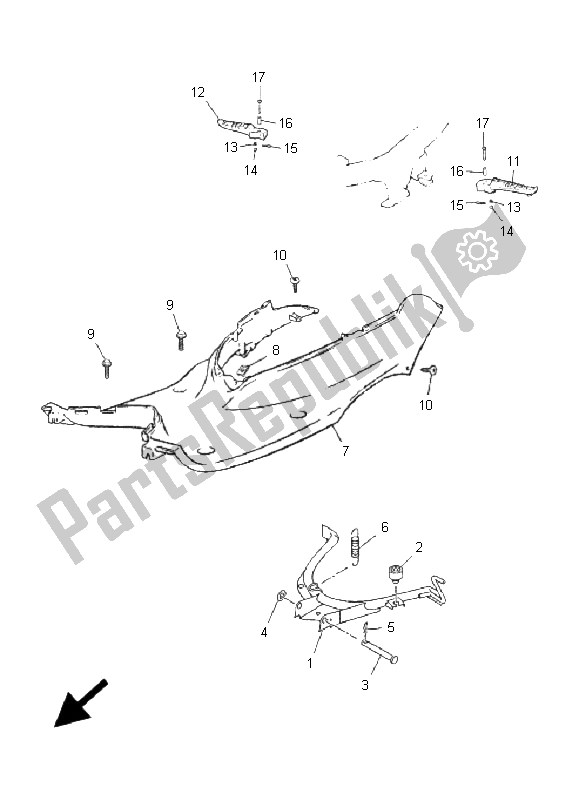 All parts for the Stand & Footrest of the Yamaha CS 50 LC Jogr 2005