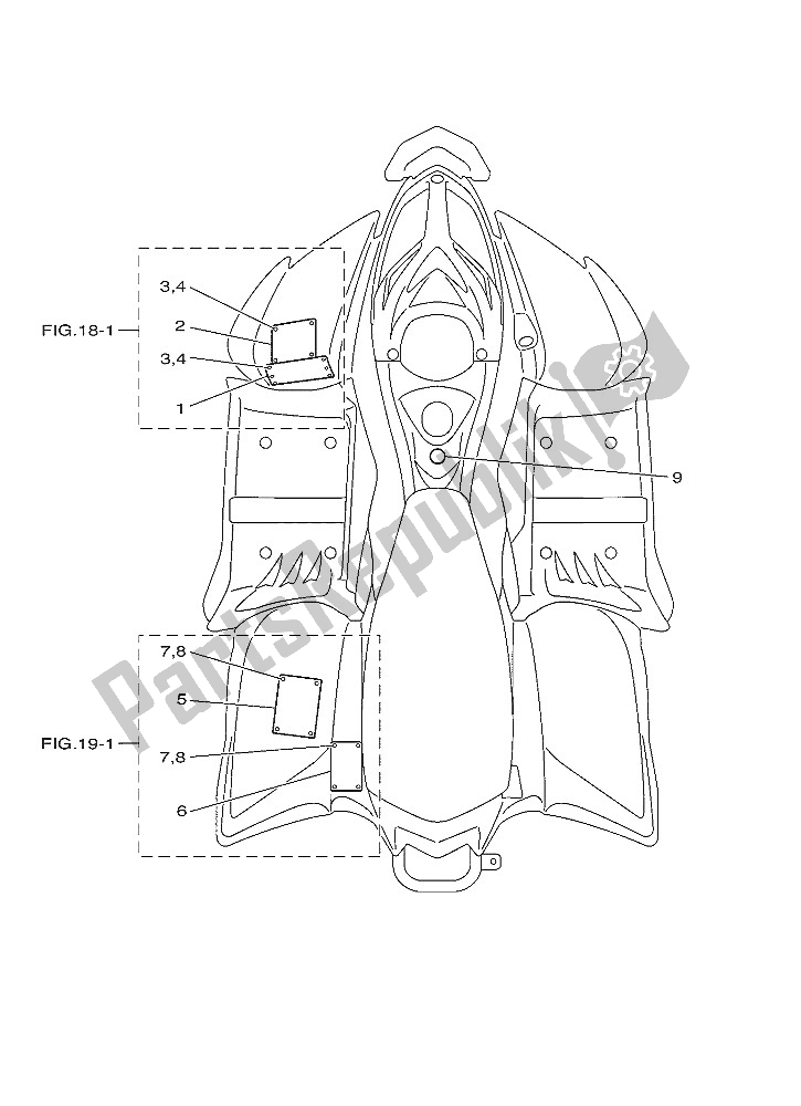 Todas las partes para Emblema Y Etiqueta 1 de Yamaha YFM 90R 2016