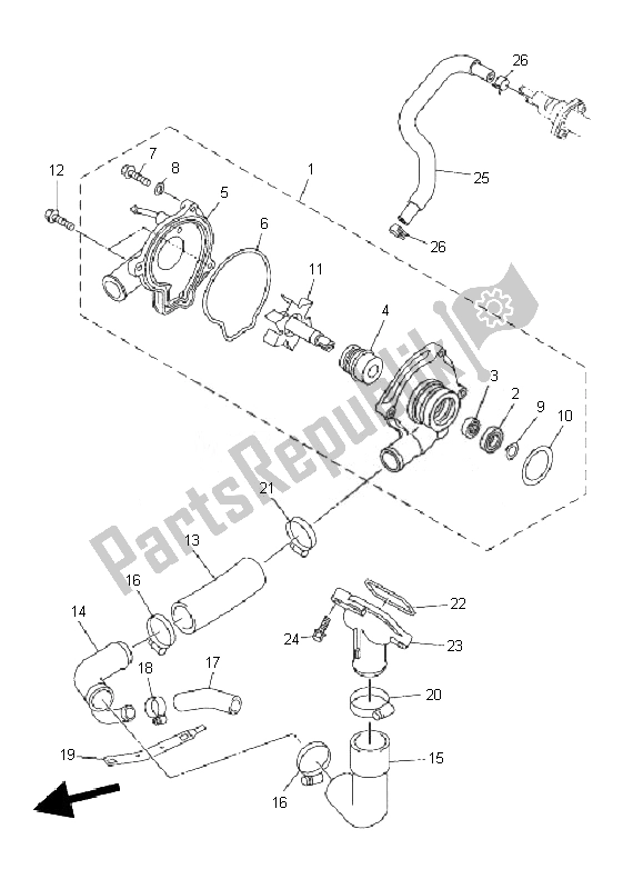 All parts for the Water Pump of the Yamaha XJ6F 600 2010