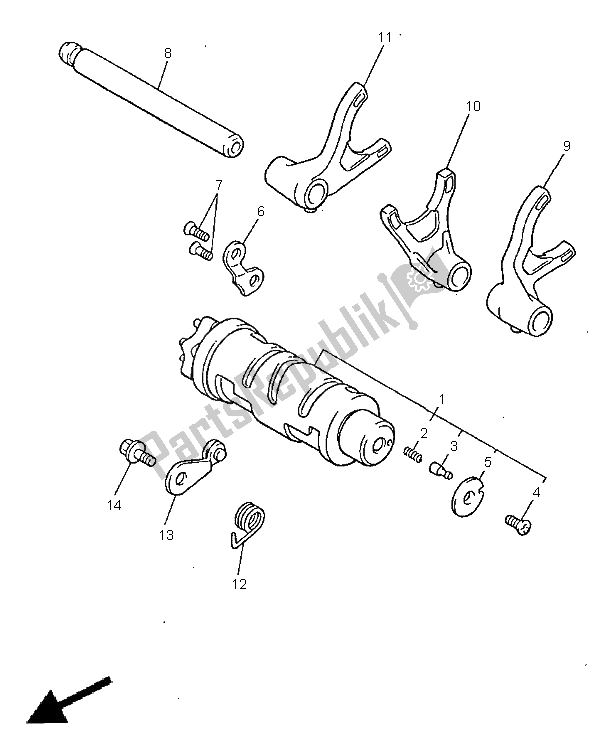 Wszystkie części do Krzywka Zmiany Biegów I Widelec Yamaha XJR 1200 1998