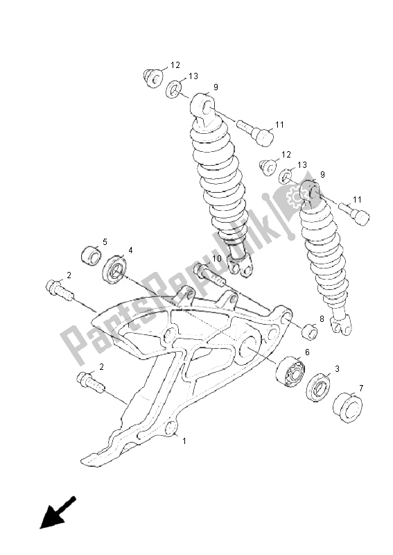 Wszystkie części do Tylne Rami? I Zawieszenie Yamaha XC 125 Cygnus X 2007