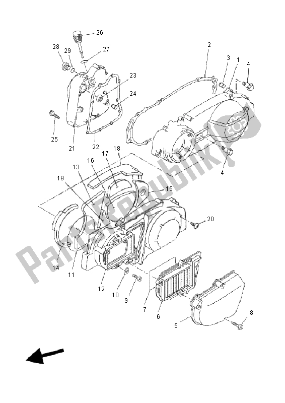 Tutte le parti per il Coperchio Del Carter 1 del Yamaha YP 250R Sport X MAX 2011