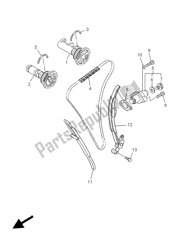 Tutte le parti per il Albero A Camme E Catena del Yamaha WR 450F 2013