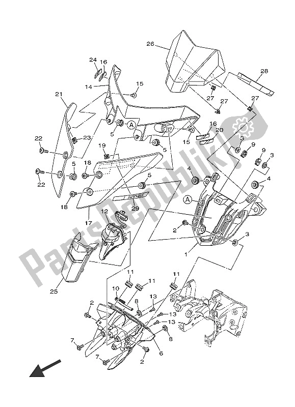 Tutte le parti per il Cowling 2 del Yamaha MT 10 1000 2016