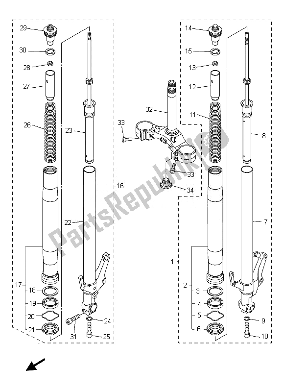 Tutte le parti per il Forcella Anteriore del Yamaha FZ8 SA 800 2013