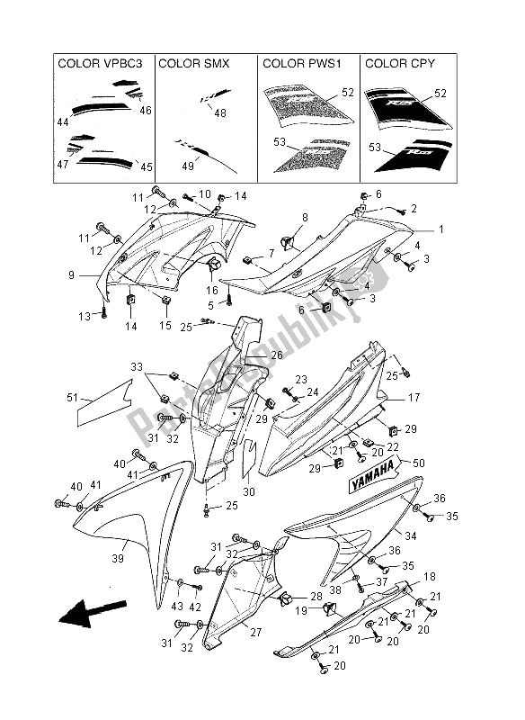 Tutte le parti per il Cowling 1 del Yamaha YZF R 125 2008