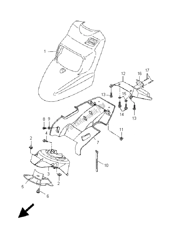 All parts for the Front Fender of the Yamaha CW 50N BWS 2007