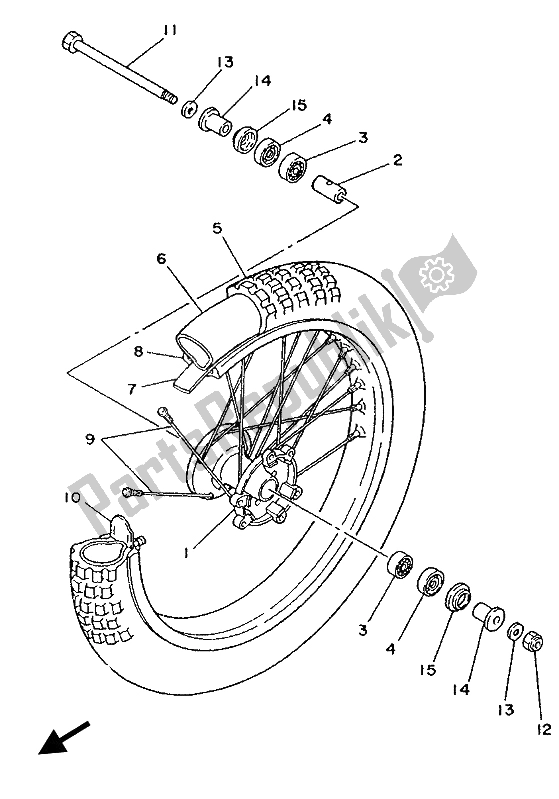 Alle onderdelen voor de Voorwiel van de Yamaha YZ 80 LC 1992