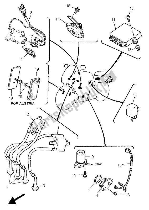 Toutes les pièces pour le électrique 1 du Yamaha FZR 600R 1995