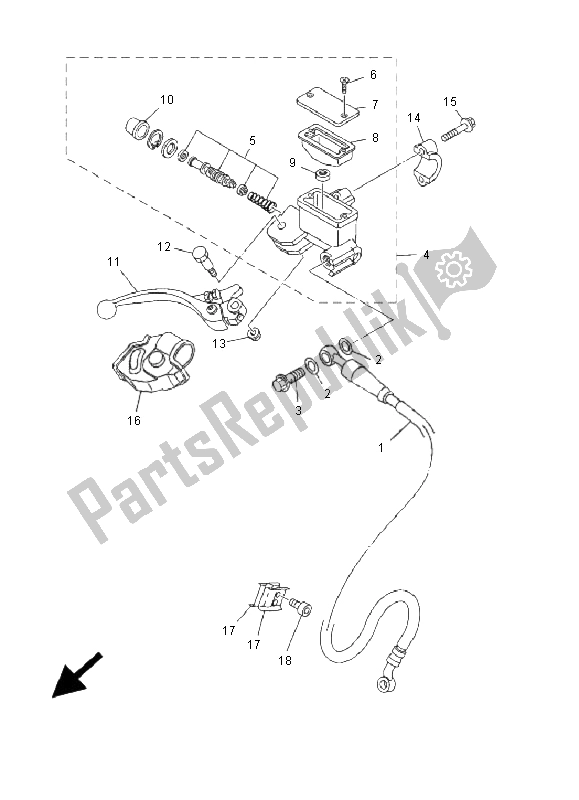 Tutte le parti per il Pompa Freno Anteriore del Yamaha WR 250F 2001