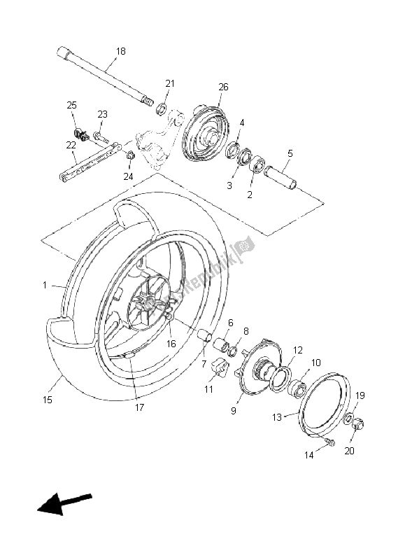 All parts for the Rear Wheel of the Yamaha FJR 1300A 2009