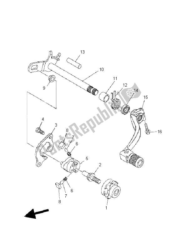 All parts for the Shift Shaft of the Yamaha WR 250F 2010