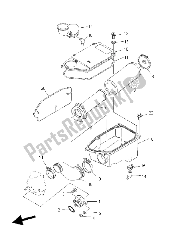 All parts for the Intake of the Yamaha YFM 350 Warrior 2004