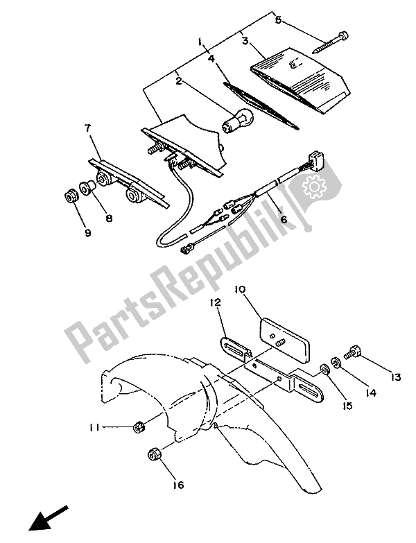 All parts for the Taillight of the Yamaha DT 125R 1993