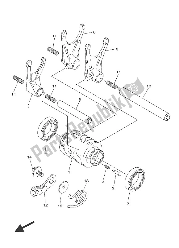 All parts for the Shift Cam & Fork of the Yamaha YZ 250F 2016