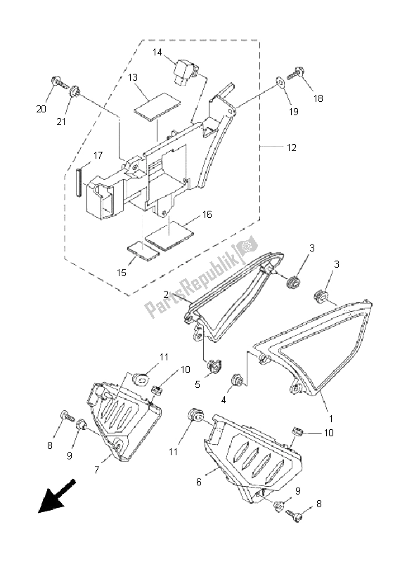 All parts for the Side Cover of the Yamaha XG 250 Tricker 2005