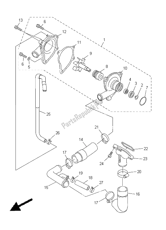 All parts for the Water Pump of the Yamaha YZF R6 600 2012