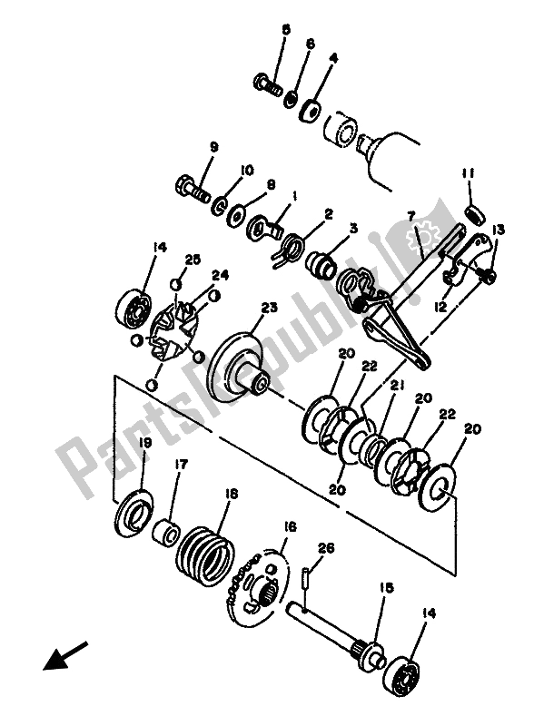 All parts for the Governor of the Yamaha YZ 125F LC 1994