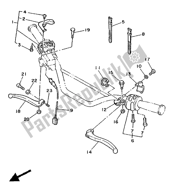 Toutes les pièces pour le Interrupteur Et Levier De Poignée du Yamaha TDR 250 1988