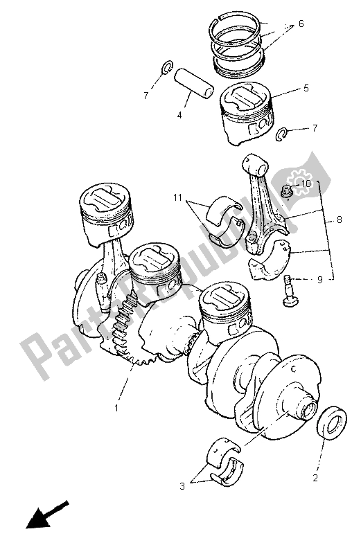 Todas las partes para Cigüeñal Y Pistón de Yamaha XJR 1200 1997