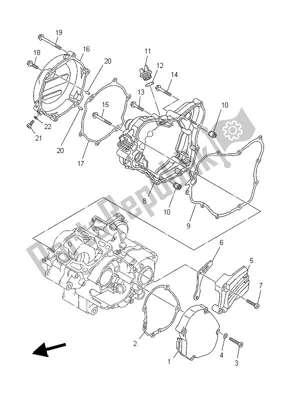 All parts for the Crankcase Cover 1 of the Yamaha YZ 125 2006