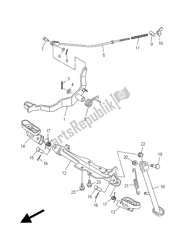 Todas as partes de Suporte E Apoio Para Os Pés do Yamaha TT R 110E 2012