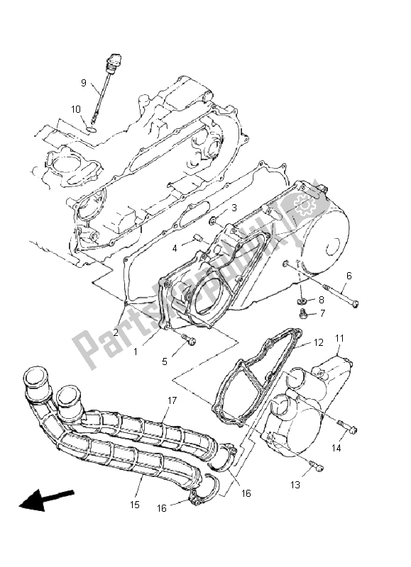 All parts for the Crankcase Cover 1 of the Yamaha YFM 125 Grizzly 2005