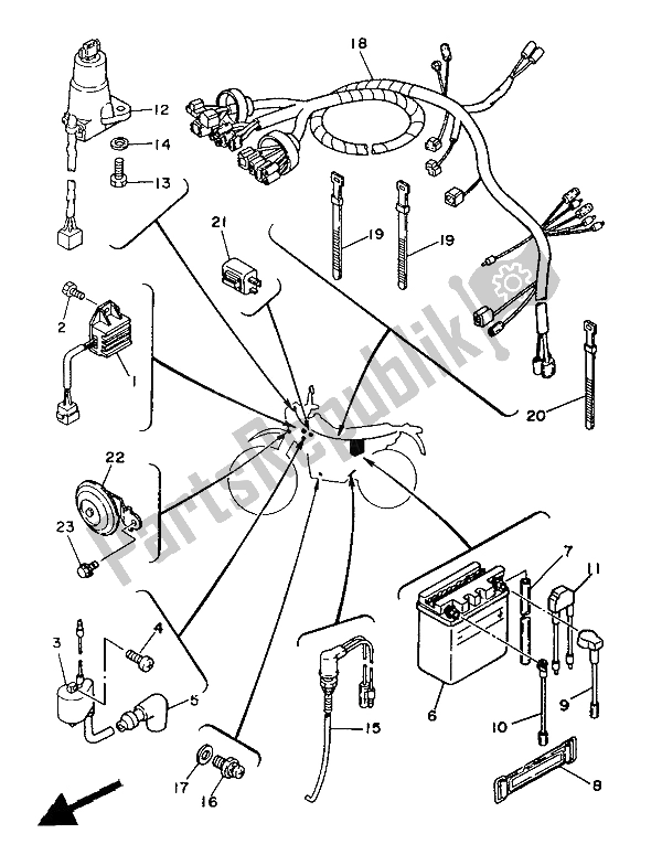 Todas las partes para Eléctrico 1 de Yamaha XT 350 1986