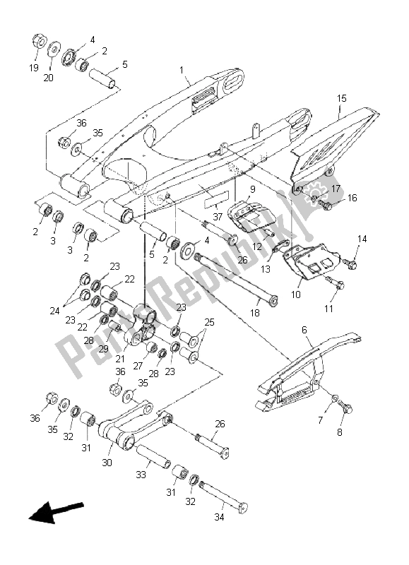 All parts for the Rear Arm of the Yamaha WR 250X 2008