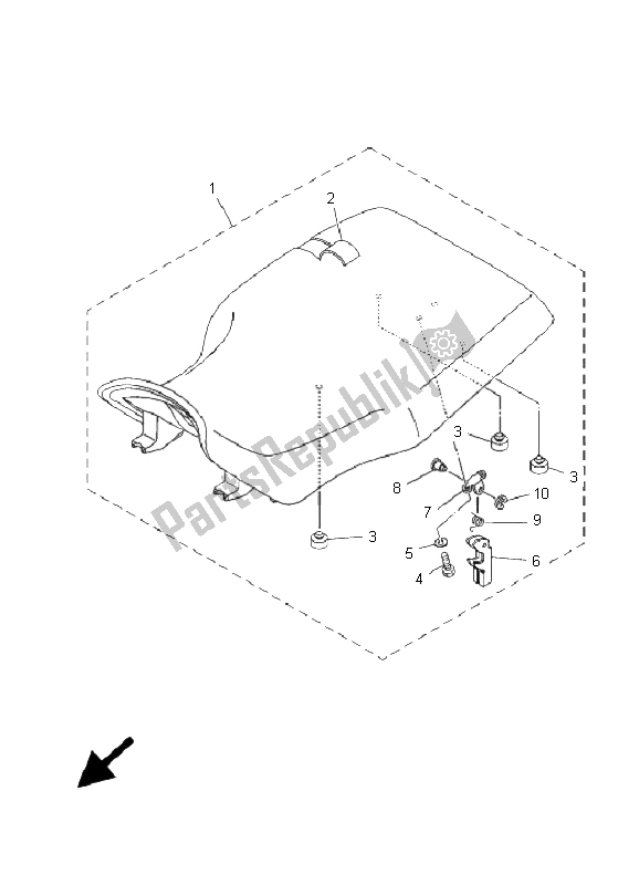 All parts for the Seat of the Yamaha YFM 125 Grizzly 2008