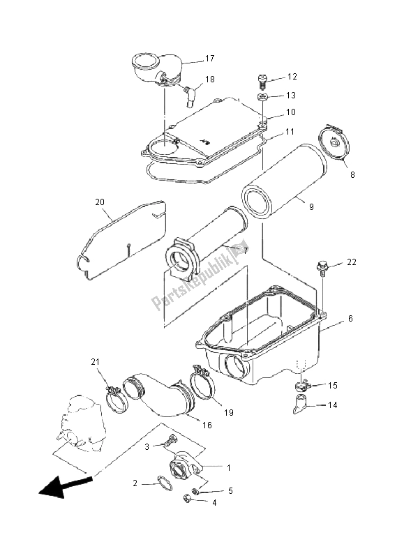 All parts for the Intake of the Yamaha YFM 350X Warrior 2001