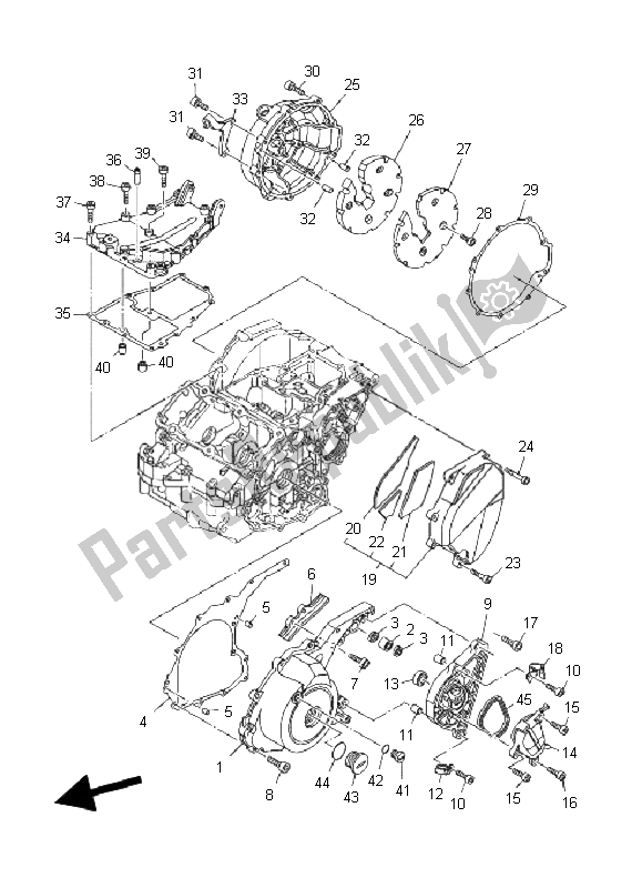 Toutes les pièces pour le Couvercle De Carter 1 du Yamaha TDM 900 2008