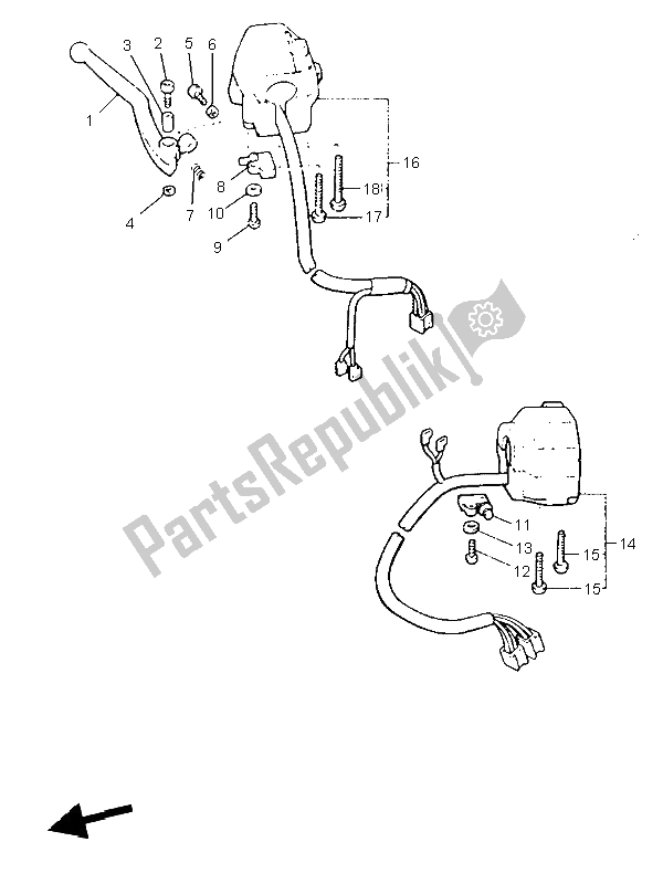 All parts for the Handle Switch & Lever of the Yamaha V MAX 12 1200 1997