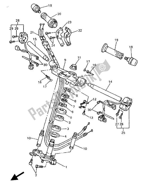 Toutes les pièces pour le Poignée Et Câble De Direction du Yamaha GTS 1000 1993