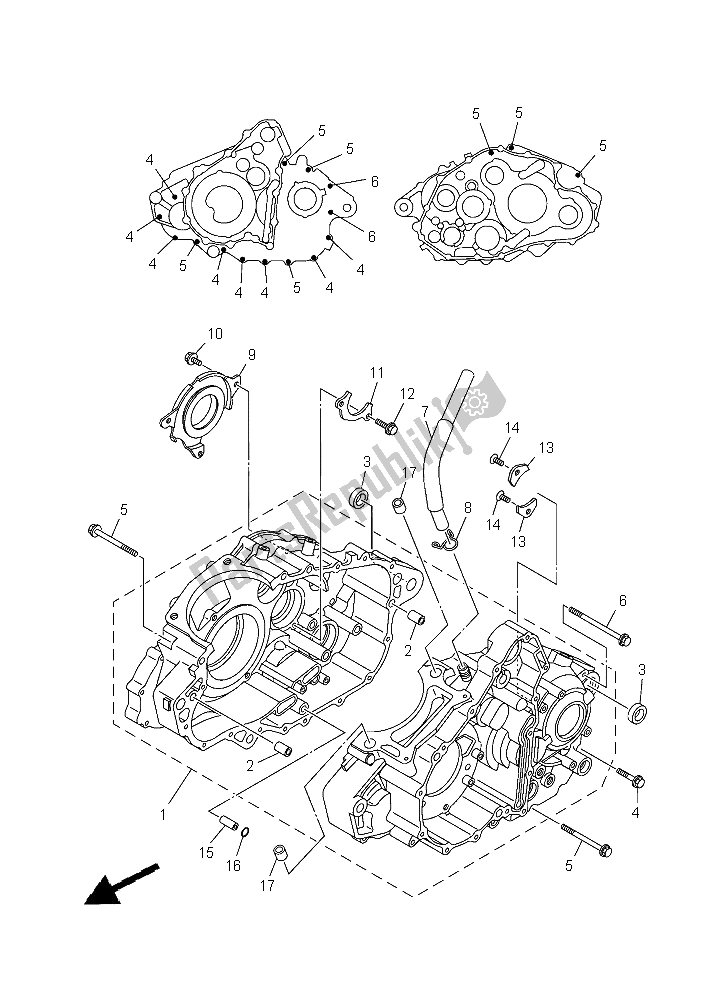 All parts for the Crankcase of the Yamaha YFM 700R 2015