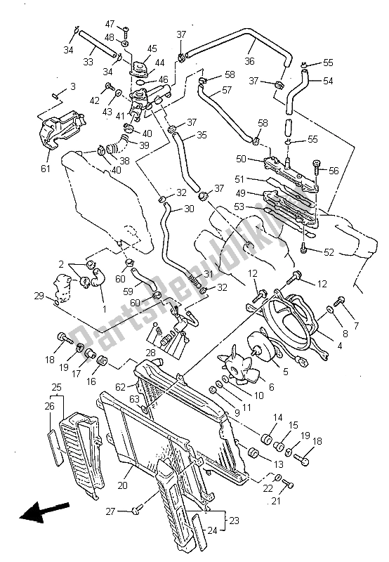 All parts for the Radiator & Hose of the Yamaha V MAX 12 1200 1997