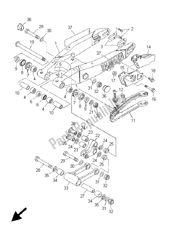 Toutes les pièces pour le Bras Arrière du Yamaha YZ 250 2001