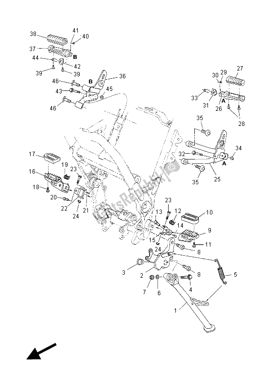 All parts for the Stand & Footrest of the Yamaha XT 660Z Tenere 2012