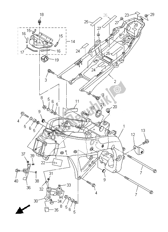 All parts for the Frame of the Yamaha YZF R6 600 2013