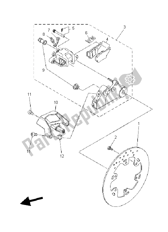 Tutte le parti per il Pinza Freno Posteriore del Yamaha XT 660R 2011