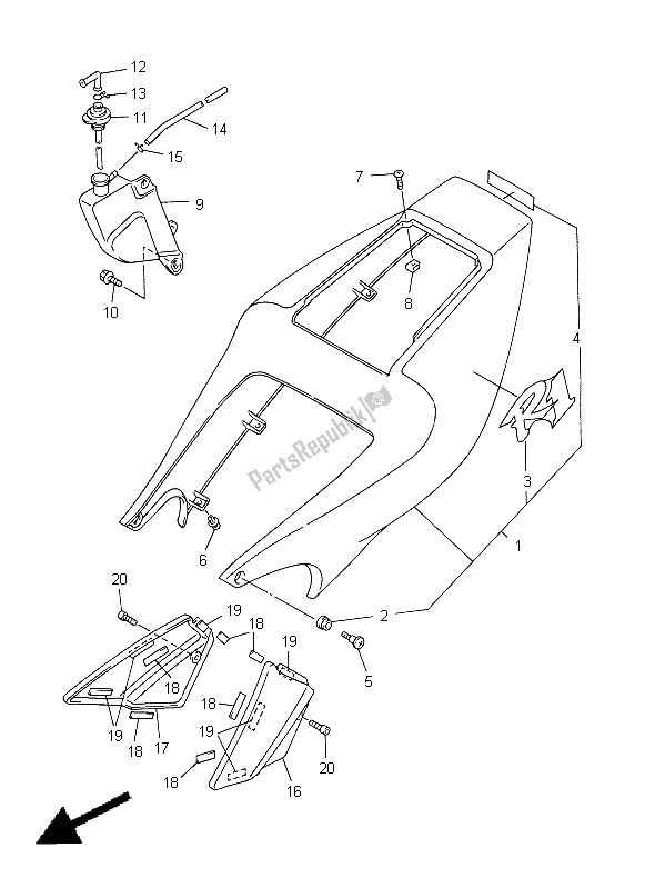 Tutte le parti per il Coperchio Laterale del Yamaha YZF R1 1000 1998