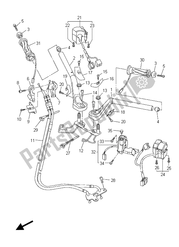 All parts for the Steering Handle & Cable of the Yamaha FJR 1300 AS 2015
