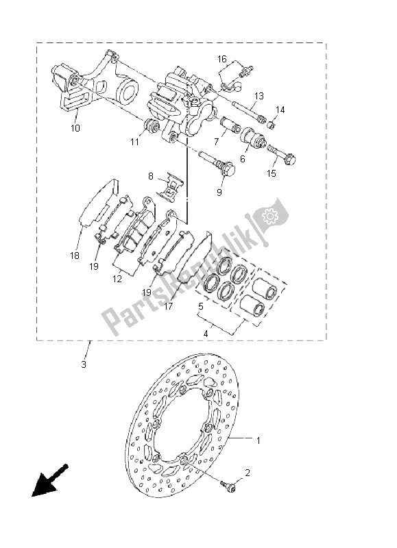 Tutte le parti per il Pinza Freno Posteriore del Yamaha MT 01 1670 2005