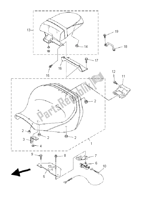 All parts for the Seat of the Yamaha XVS 1300A 2011